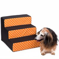 Schody pro psy STEPPIE no.1 černé s oranžovým puntíkem jezevčík.jpg