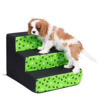 Schody pro psa výška 33 cm černé se zelenými tlapky.jpg